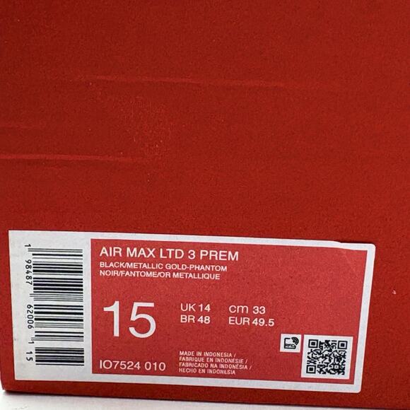 Nike Air Max LTD 3 PRM Black Gold IO7524 010 Mens Size 15 NEW Sneakers main image 7